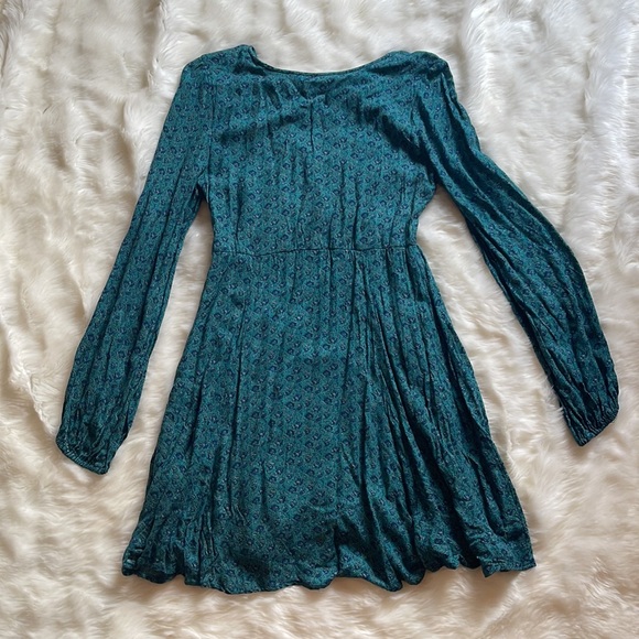 Hollister Fit & Flare Teal Lace Up BOHO Dress - Picture 2 of 2